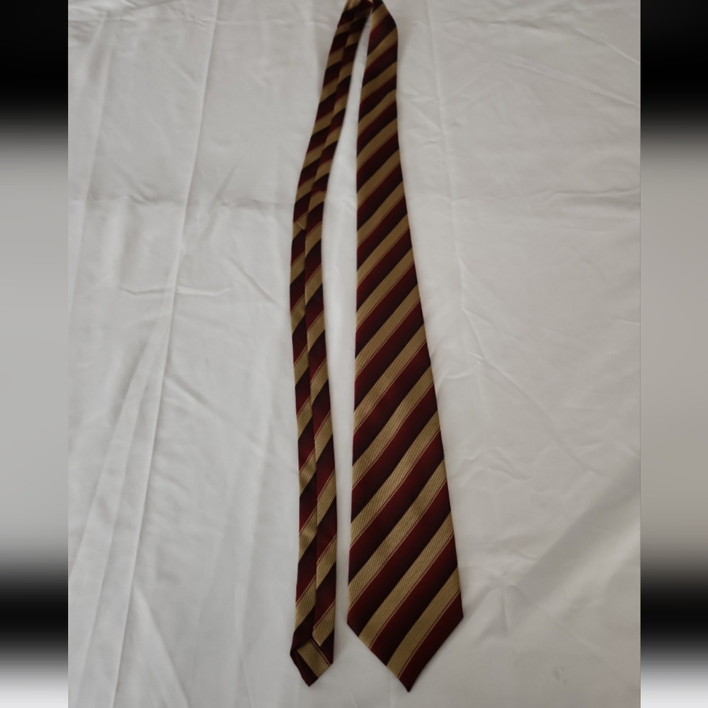 George Martin men's red gold striped tie #D016